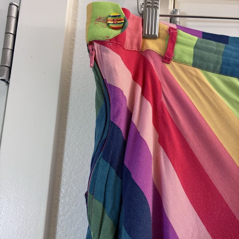 ModCloth XL Skirt Rainbow Chevron Stripe A-Line Skater Lined Pockets Teacher - Picture 5 of 8